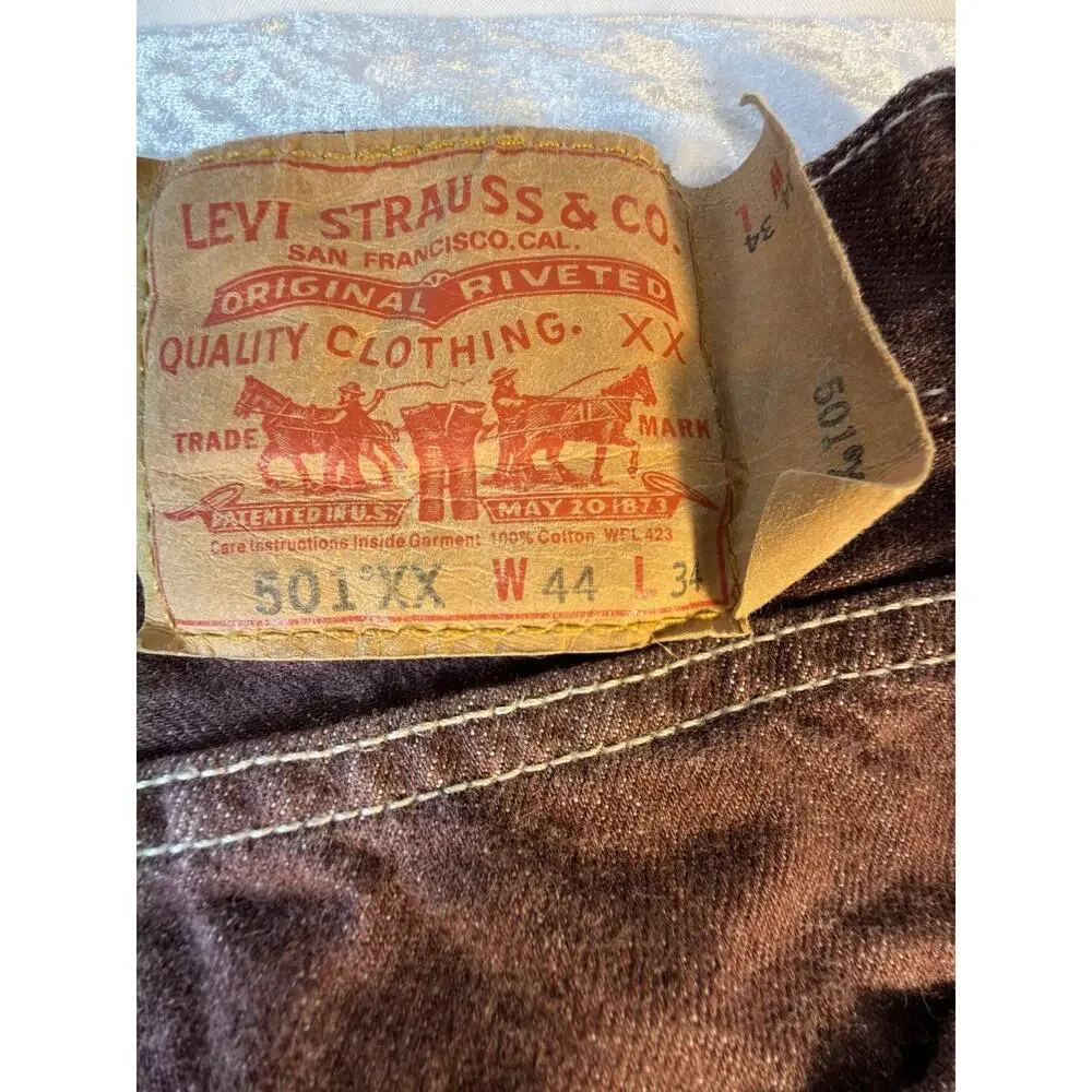 Levi’s 501 XX Brown Jeans 44x34 Straight Leg Button‎ Fly Workwear